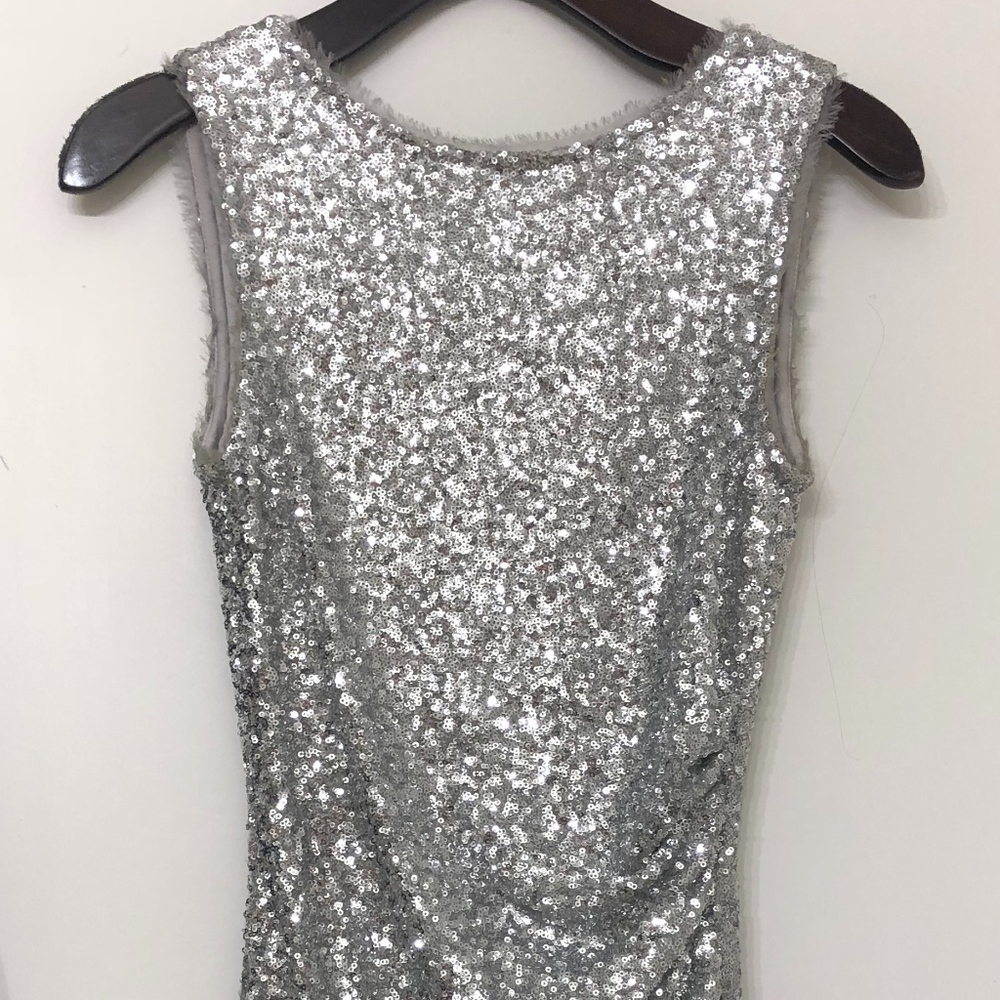 Silver Sequin Backless Ali Ro Dress - Size Small